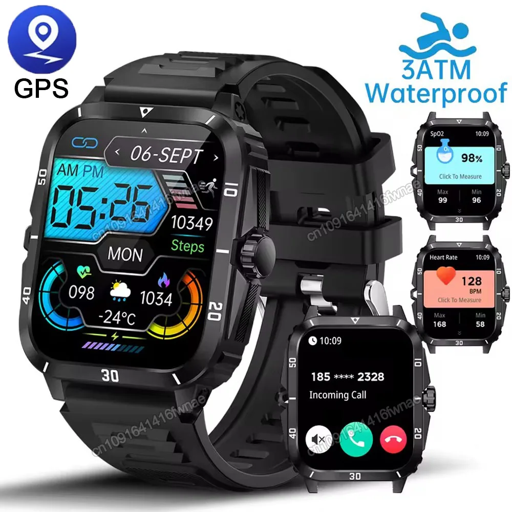 2025 Military Smart Watch Men 3ATM Waterproof Outdoor GPS Sports Fitness Tracker Health Monitoring Smartwatch Men 400mAh Watches 1