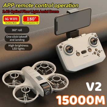 Mini drone V2 con 180 ° Elettrico regolabile 8K HD Camera WiFi Flusso di luce Rc Drone Pocket Evitamento ostacoli Rc Quadcopter Toy