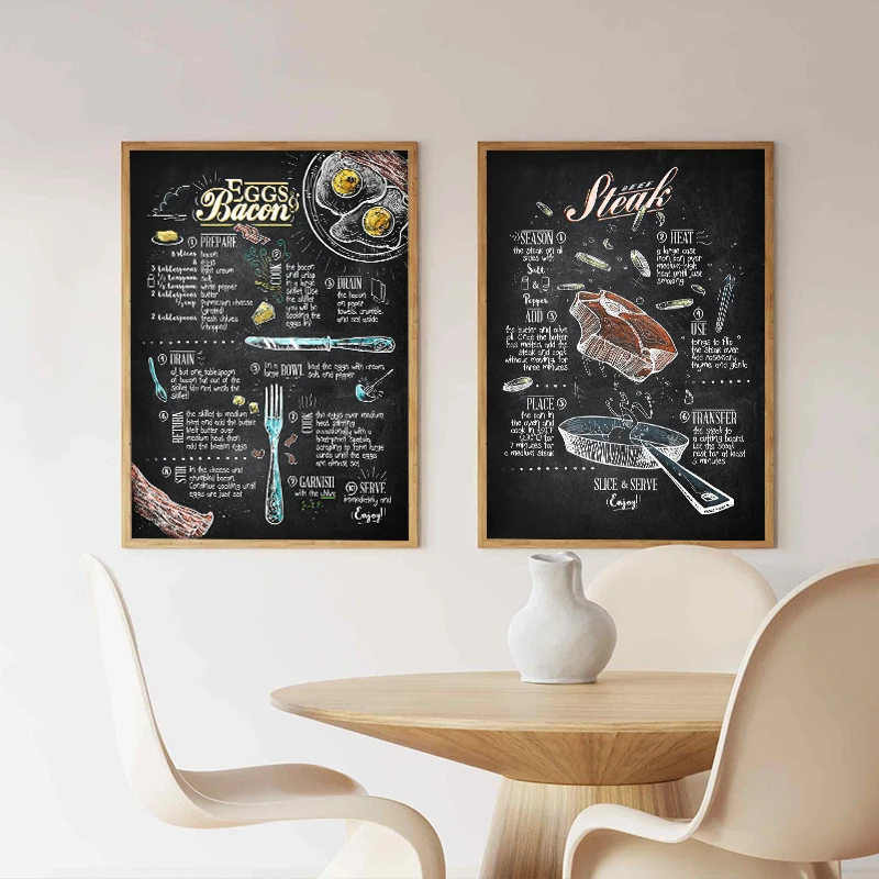 Classic Foodie Cuisine Blackboard Artwork Poster Canvas Printing Fast Food Hamburger Hotdog Wall Decor Kitchen Restaurant Decor