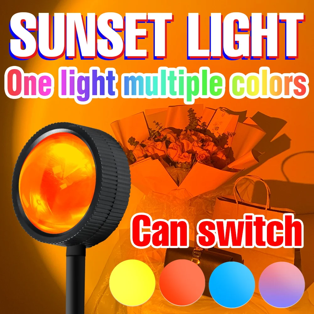 

LED Sunset Lamp Rainbow Projector Nightlights Photography LED Atmosphere Lamp For Room Background Decoration Bedroom Night Lamp