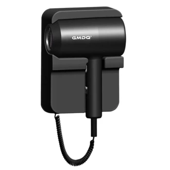 GMDQ 온수 및 냉풍 블로우 헤어 드라이어, 전기 벽걸이 욕실 호텔 음이온 송풍기, USB 브래킷 포함, 블랙 EU 플러그