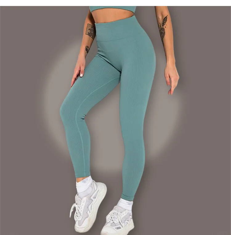 Sport Tights Woman Hip Tossy Ribbed Yoga Leggings White Femme Gym Leggins Seamless Knit Yoga Pants For Women Workout Fitness honeycomb leggings