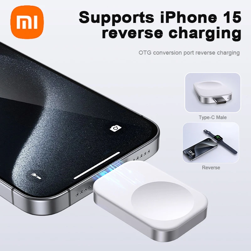 Магнитное беспроводное быстрое зарядное устройство Xiaomi для Apple Watch серии 9, 8, 7, 6, 5, SE, Type C, конвертер Lightning, зарядное устройство для iWatch серии