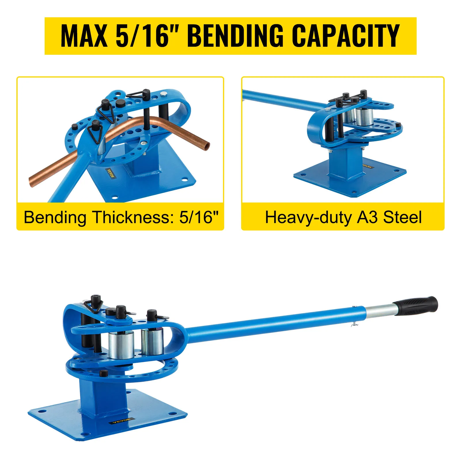 S2f3a24618917410e8519138555762418X Pipe Bender YP-9 Manual Bench Steel Tube Bending Kit with 7Dies 1-3in Multifunction Compact Flat Bar Rod Brake Bends Tool Mallzona