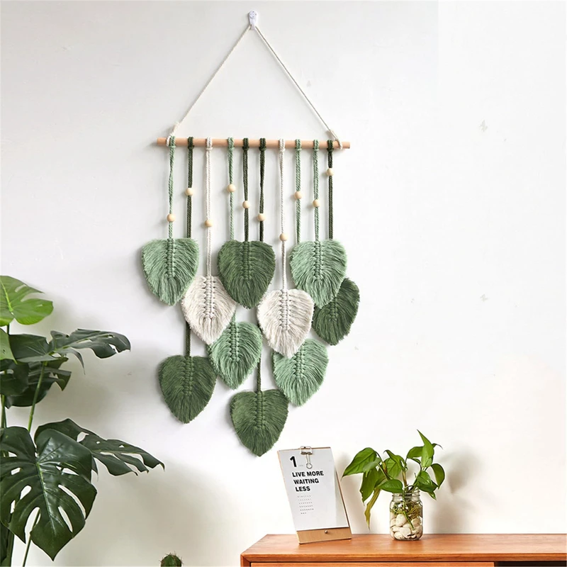 

Bohemian Style Handwoven Cotton Rope Leaf Tapestry - New Creative Home Wall Decor and Room Hanging Tapries Decoration Wallpapers