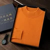 Spring and Autumn New 100% Pure Cashmere Sweater Men's Double Layered Half High Collar Pullover Youth Knitted Seamless Sweater 1