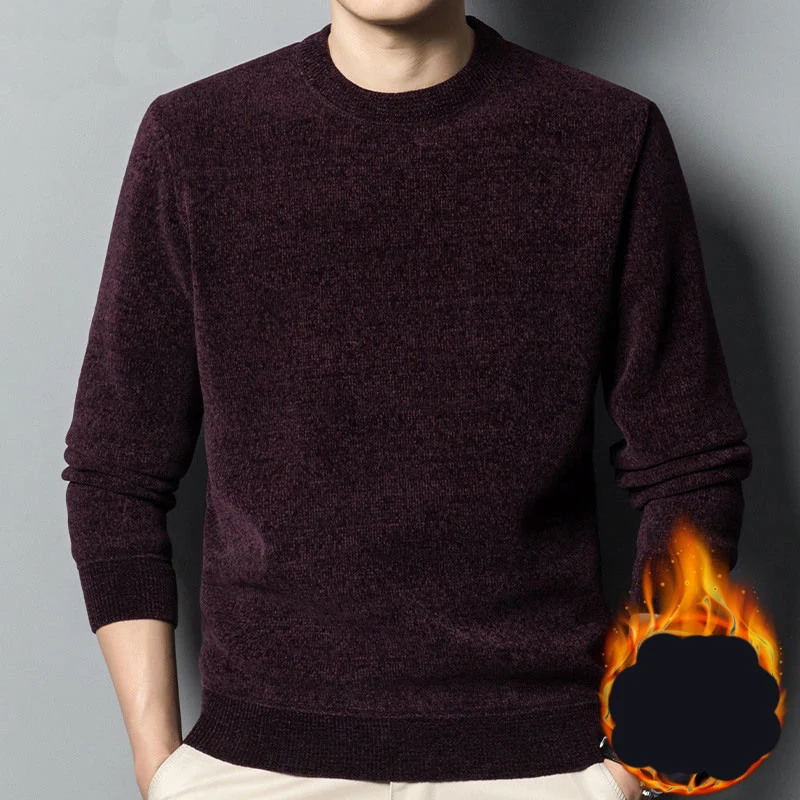 Autumn Winter Solid Fashion Harajuku Sweaters Men All Match Loose Casual Knitting Tops Long Sleeve Pullover Thick Male Clothes