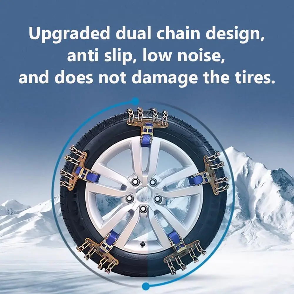 Snow Chains, Snow Tire Chains for Car SUV Pickup Trucks, Adjustable Universal Emergency Thickening Anti-skid Traction Chains,Tir