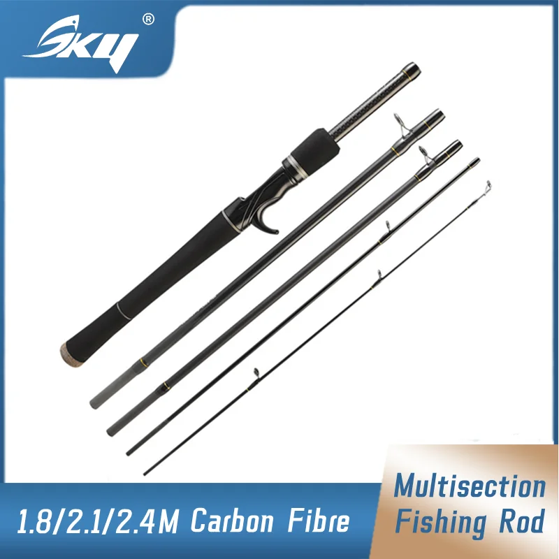 

SKY Portable Fishing Rod 1.8/2.1/2.4M Multisection Ultralight Carbon Fibre Pole Long Throwing Casting Spinning Lure Rod Tackle