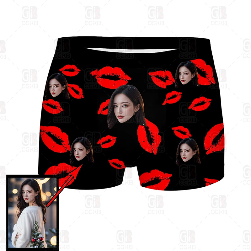 

New 2024 Men's Underwear Custom 3D Printing Shorts Customized Avatar Underpants DIY Christmas Gifts Lovers Funny Valentine