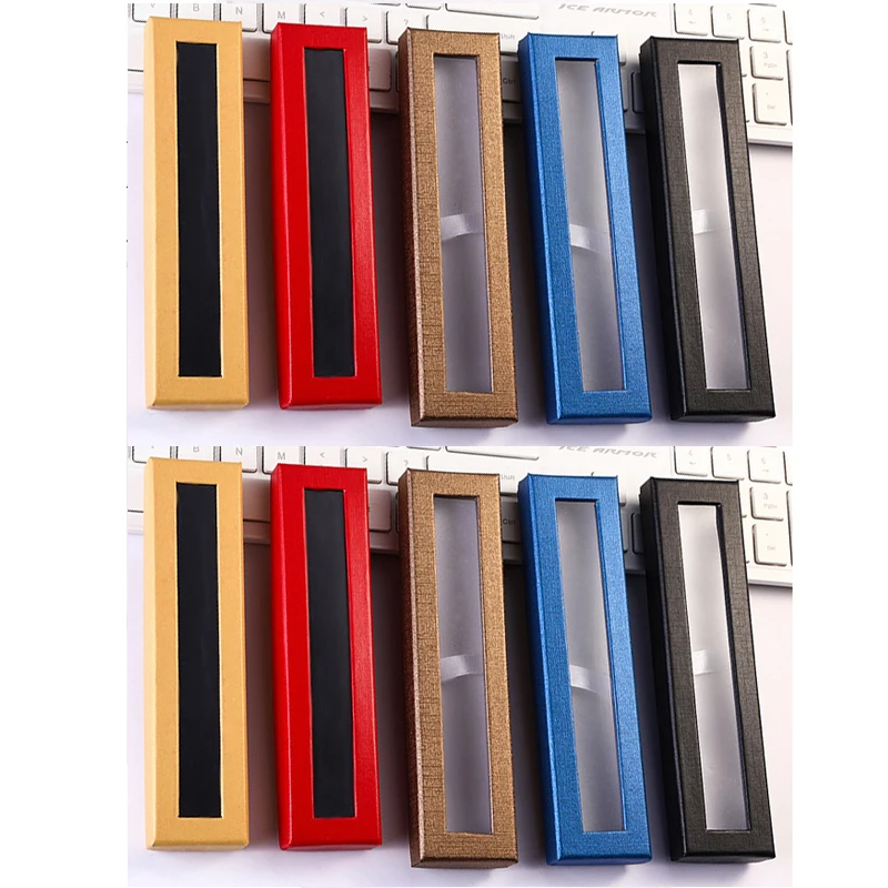 50Pcs Paper Pen Box Paper Visual Pen Box with Transparent Window Pen Gift Box Gift Box Student School