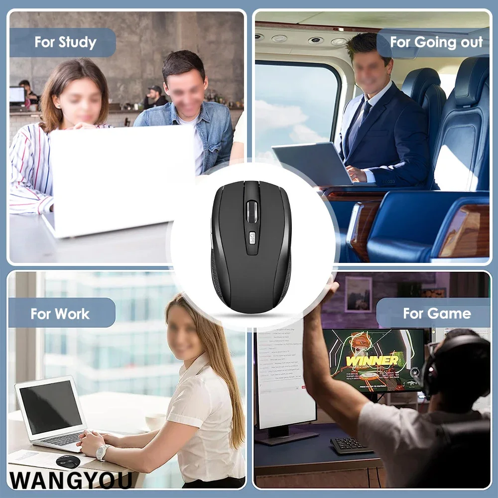 Wireless Mouse Silent Mouse 2.4G Portable Mobile Optical Office Adjustable DPI Levels for Notebook PC Laptop MacBook