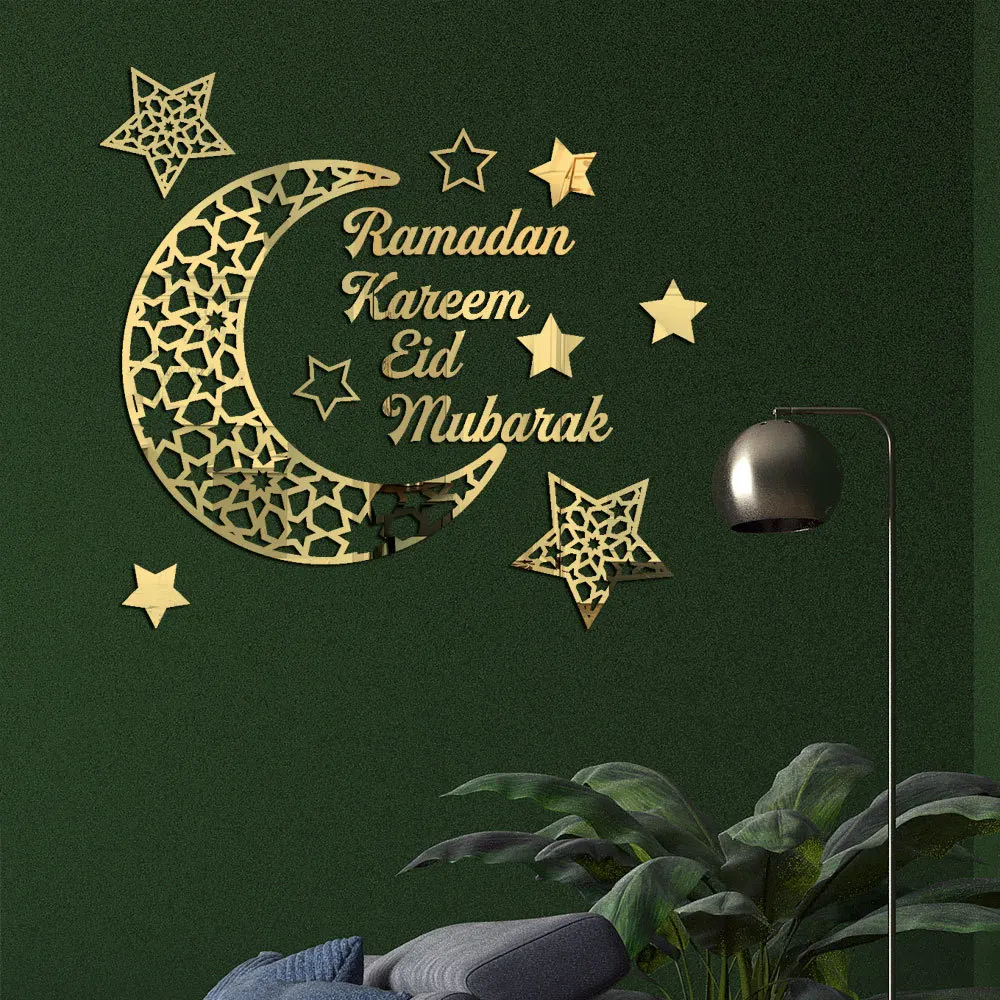

Eid Mubarak Decorations Stars Moon Mirror Wall Sticker Acrylic Ramadan Decoration 2023 Wall Decals Rooms Wall Sticker Home Decor