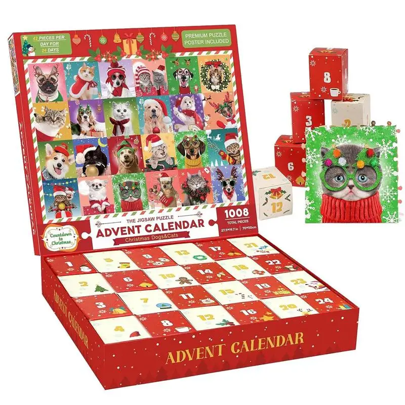 24grids ore christmas advent calendar 2021 christmas countdown toys christmas decoration themed kids junior ore gift mystery box Puzzle Advent Calendar 24 Boxes Dog Puzzle Christmas Countdown Calendar Kids Adults Advent Gifts Christmas Stocking Stuffers