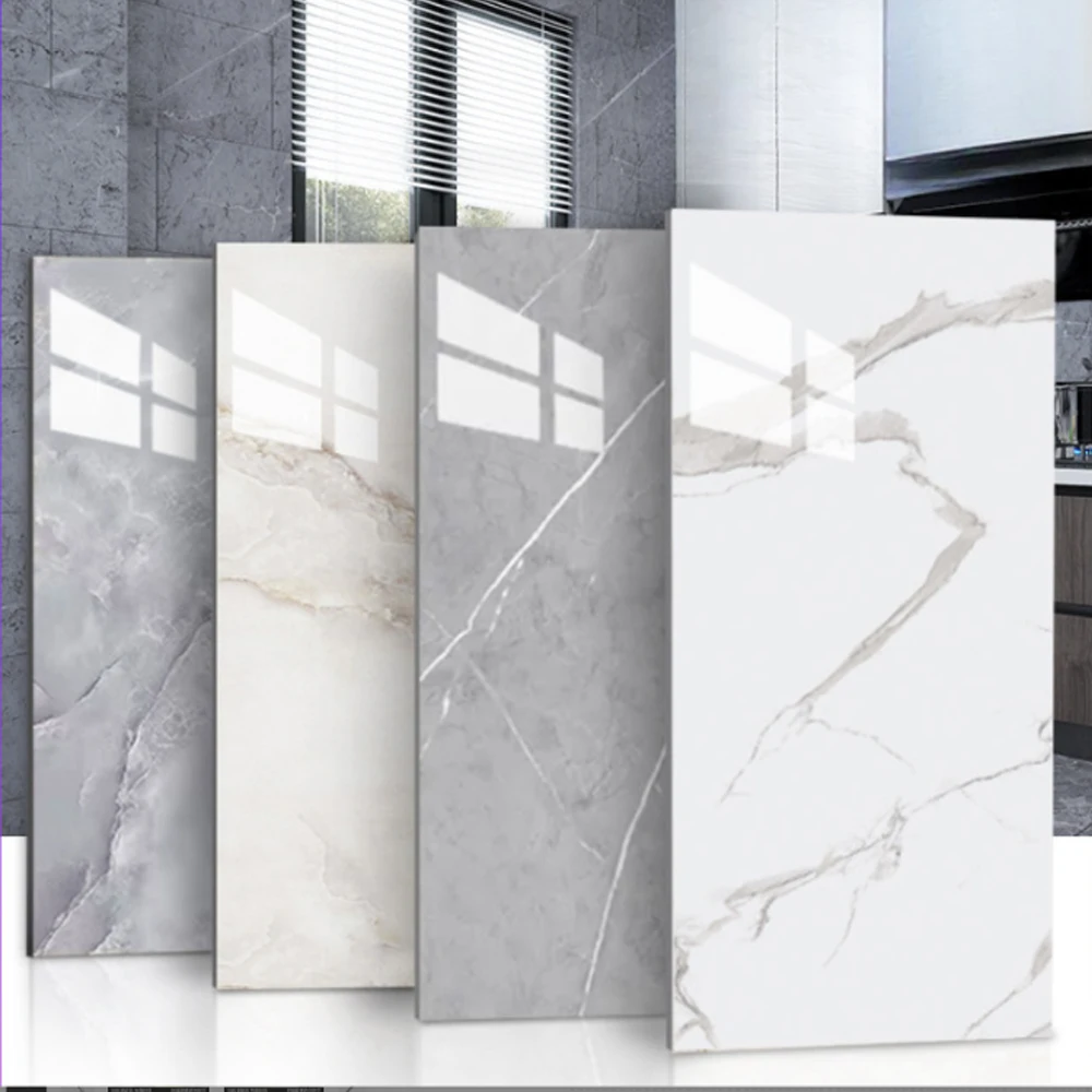 10-20pcs 30x60cm Self-Adhesive Marble PVC Floor Tiles Waterproof Peel Stick Wall Sticker Kitchen Bathroom Removable Home Decor - 1