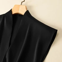 Coffee Silk Rayon V-Neck Pullover Sleeveless Casual Chic Women's Blouse Shirt Korean Fashion Female Clothing 2024 Summer - Image 5