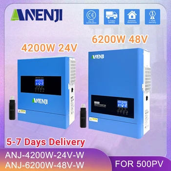 Inverter Solare Ibrido ANENJI 6.2KW 4.2KW 11KW 48V 24V Onda Pura On/Off-Grid con Regolatore di Carica Solare MPPT 120A 160A PV 500VDC