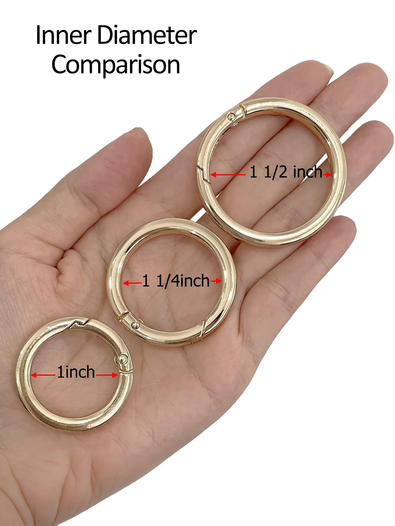 10-Pack 1 Inch Spring O Rings Keychain Clips - Gold Round Snap Clips For Keys, Bag Straps, DIY Crafts, Dog Tags