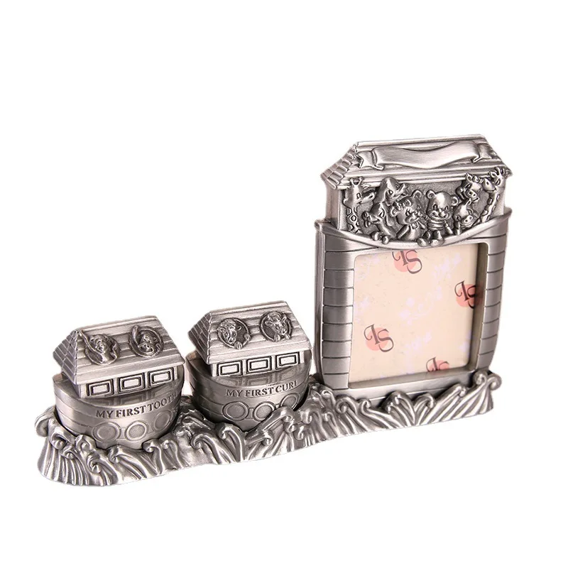 Fetal Hair Box Metal Keepsake Tooth and Curl Box European Style Baby Collection Box for Kids Children Gifts