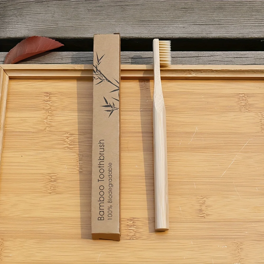 4pcs 대나무 칫솔 여분의 부드러운 강모가있는 나무 원통형 칫솔 민감한 치아 잇몸 딥 클리닝 구강 케어