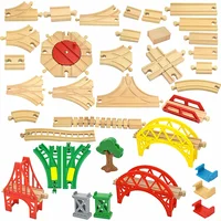 Toy for Child Railway Toys New Kinds Wood Track Accessories Beech Wooden Train Track Fit Biro Wooden All Brand Track Educational 2