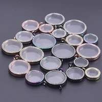1Pc 25-40mm Round Glass Floating Living Picture Locket Pendant Crystal Memory Relicario Coin Holder Colgantes Jewelry Finding 2