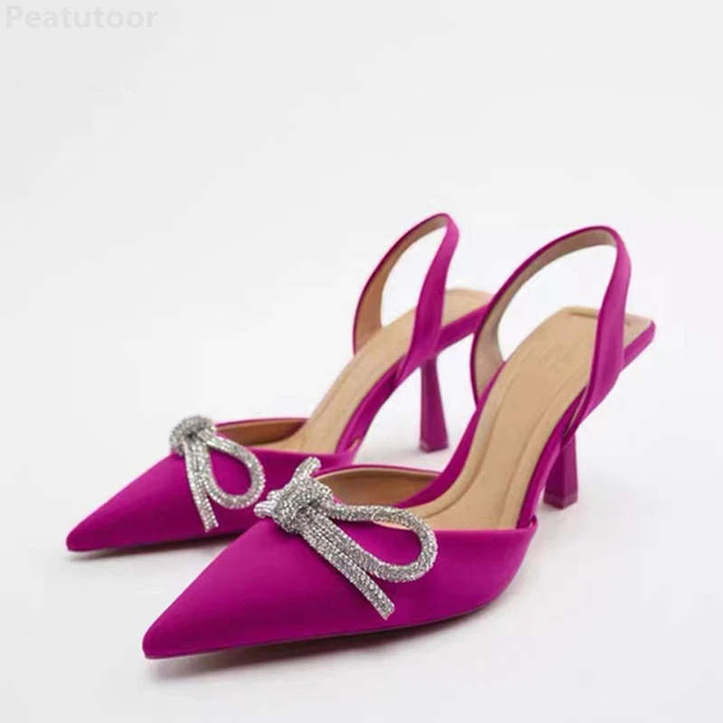 Shoes For Women 2022 Sandals ZARZ Luxury Brand Summer Fashion Transparentes Rhinestones Pointed Heeled Slippers Woman Sexy Pumps