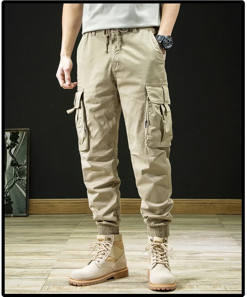 2022 Summer Tactical Cargo Pants Men Fashion Sport Joggers Casual Streetwear Hip Hop Baggy Trousers Army Green Khaki Black Gray beige cargo pants