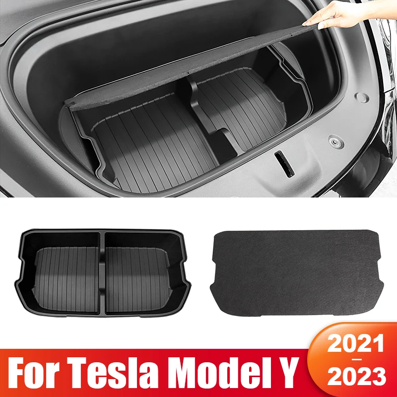 For Tesla Model Y 2021 2022 2023 2024 Front Trunk Storage Box Tray Luggage  Box Pad TPE Waterproof Accessories