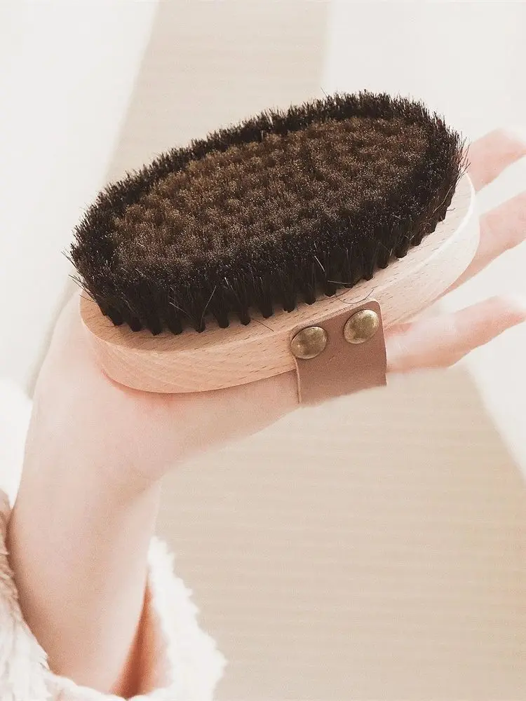Description Picture 4 of itemNatural Beech Bristle Brush Bath Brush Meridian Dredging Body Beech Wood Dry Brush Exfoliatin Massage Control Blood Circulation
