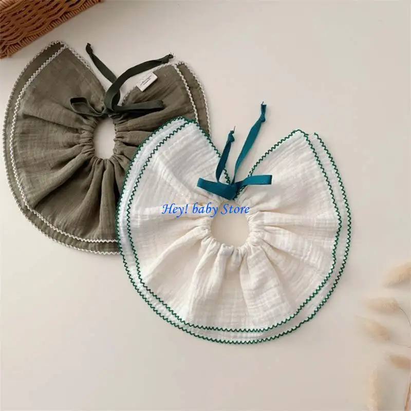 Q1FE 2xBaby Bibs  침 흘리는 턱받이 면 트림 천(조절 가능한 조임 끈 포함)