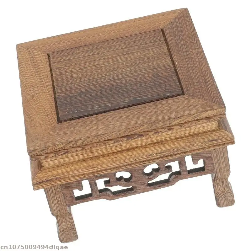 Vintage Wooden Square Display Pedestal Vase Incense Burner Display Pedestal Plant Base Teapot Tea Set Decoration