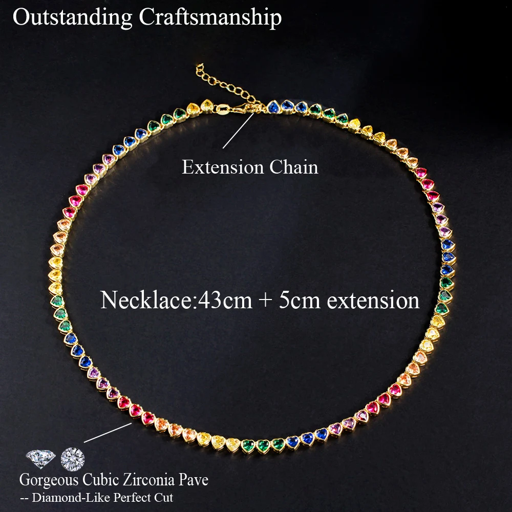 CWWZircons Genuine Top Cubic Zirconia Heart Shape Colorful Rianbow