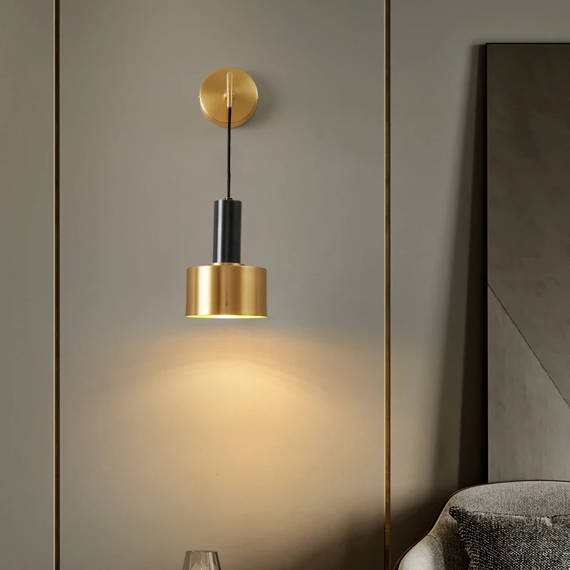 

100% Pure Copper Material Glossy Brass With Cord Pendant Artist Wall Lamp Bedroom Decoration Beside Sconce
