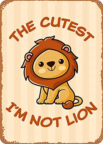 

Kawaii Cute Lion Pun Vintage Look Metal Sign Patent Art Prints Retro Gift 8x12 Inch