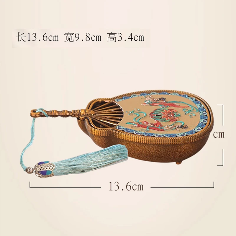 Creative Mini Aromatherapy Furnace, Home Indoor Zen Tea Ceremony Decor, Chinese style Metal Fan Shape, Small Incense Burner, 1Pc