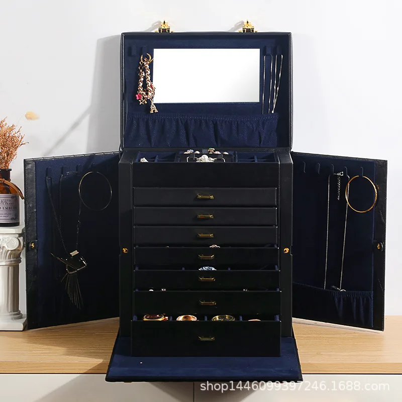 Big Size Jewelry Box Velvet Drawer Ring Bracelet Earrings Jewelry Box Organizer Necklace Display Stand Portable Trinkets Storage portable jewelry storage bags organizer albums anti oxidation desktop drawer jewelry necklace bracelet ring holder bags boxes