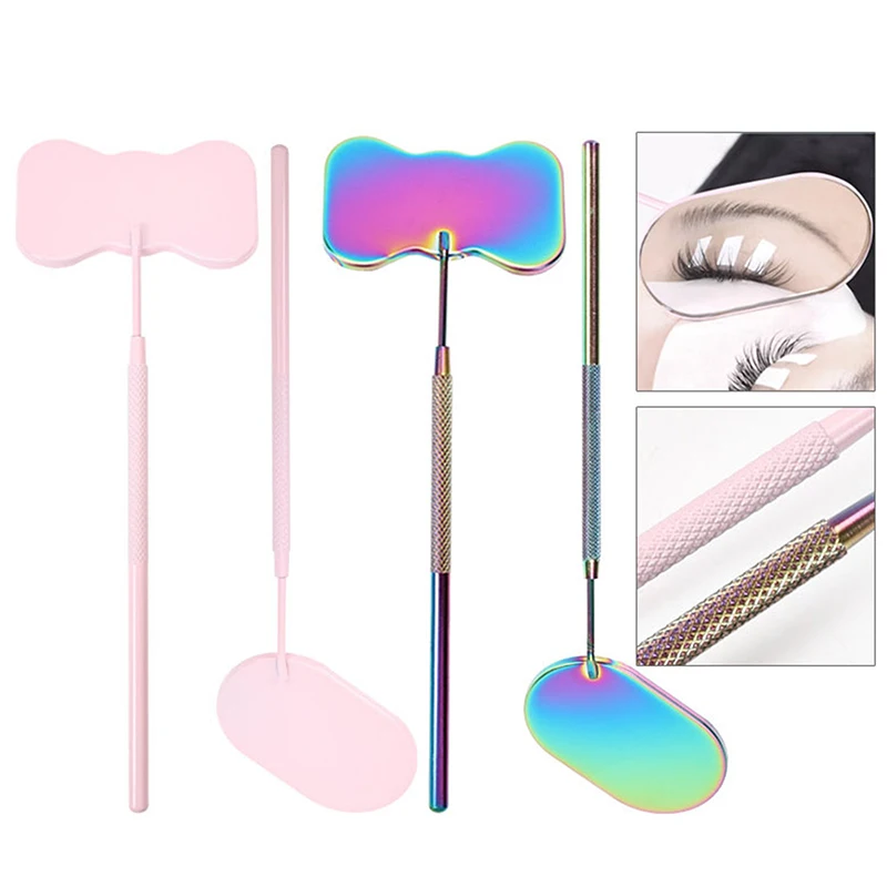 

Stainless Steel Eyelash Mirror Anti-Fog Oval Long Handle Mirror For Checking False Eyelashes Extension Supplies Makeup Tool