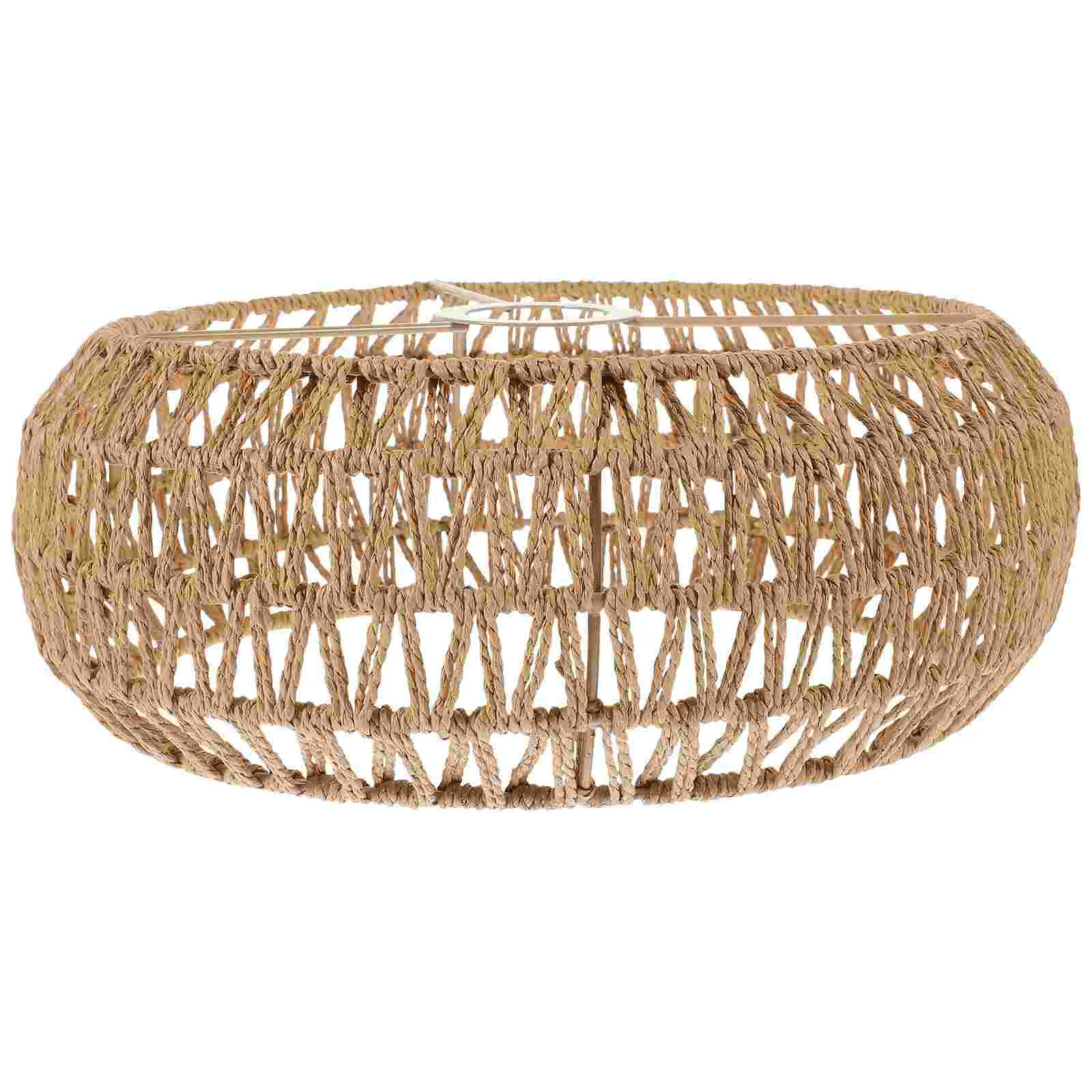 

Lamp Shades Retro Straw Rope Lampshade Paper Rattan Pendant Replacement Chandelier Weaving Ceiling