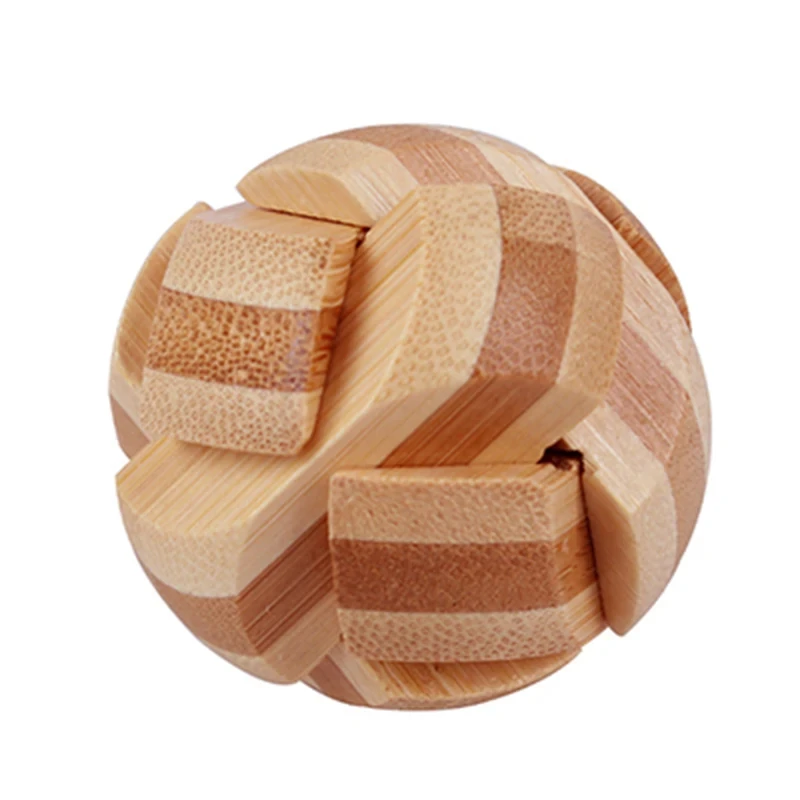 Montessori 3D Puzzles Game Unlock Toys Wooden Kong Ming Lock Lu Ban Lock IQ Brain Teaser Educational Toy for Kids Children Adult 6
