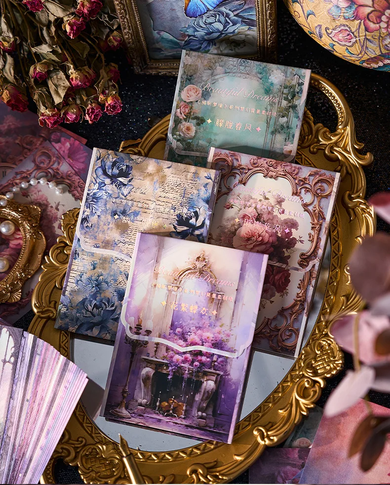 Description Picture 2 of item50 pcs Vintage Scrapbook Kit, Journal Collage Background Supplies, Retro Style Decorative Materials