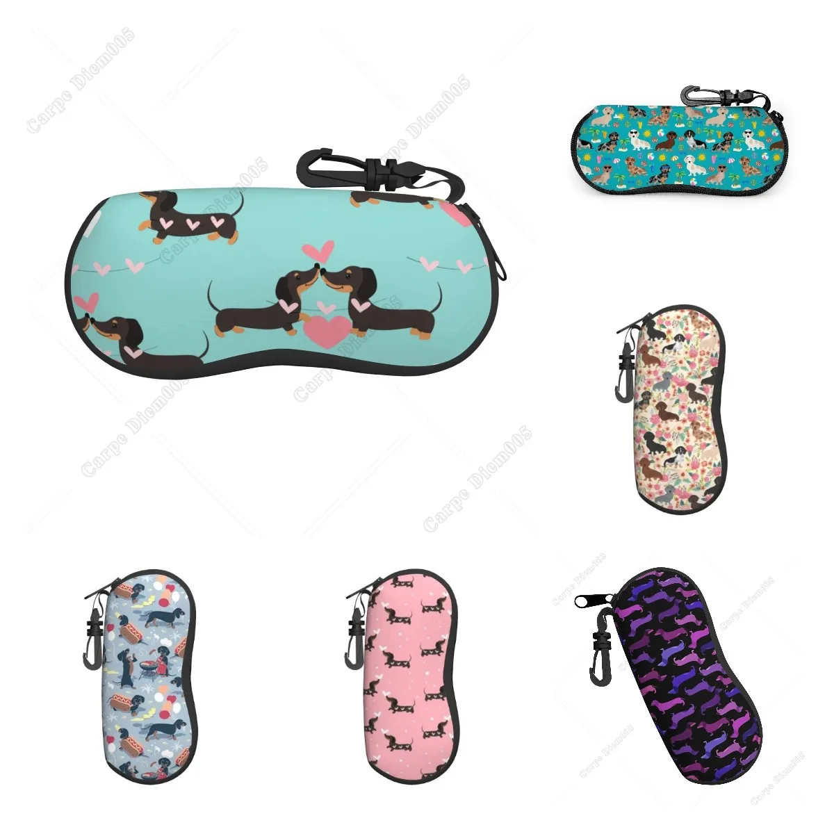 

Dachshund Dog Lover Blue Sunglasses Cases Glasses Box Soft Glasses Bag for Women Outdoor Travel Accessories Print Portable
