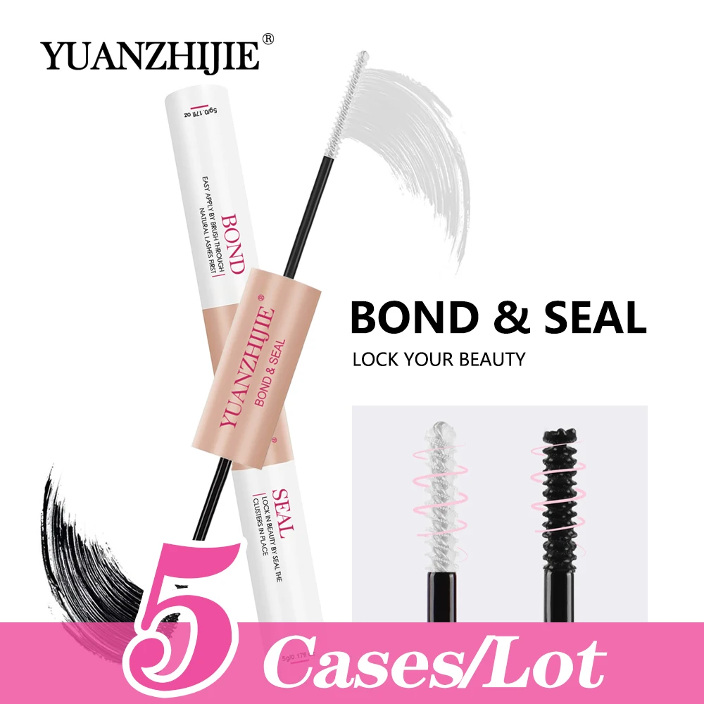 

5cases/lot YUANZHIJIE Bond and Seal Glue Eyelash Extensions Coating Single Cluster Fast Dry lashes Strips False Mink Sealer
