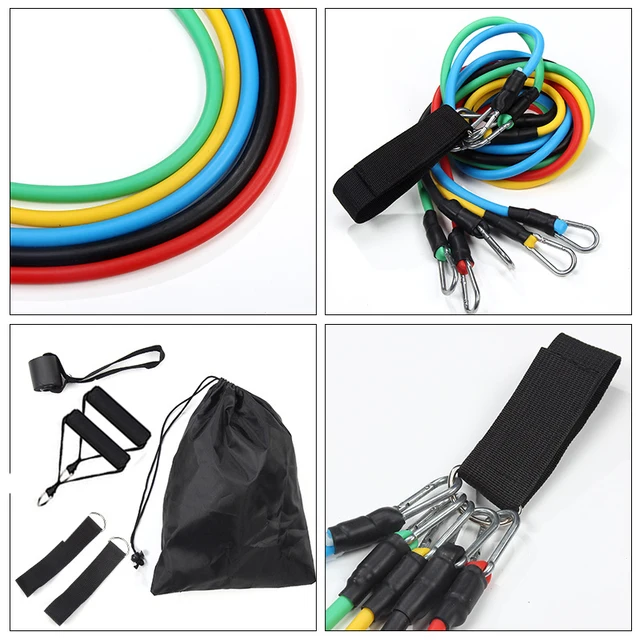 11-Piece Set Resistance BandsTensioner Pull Rope Fitness Multi-function Tensioner Suit Muscle Training Belt Elastic Sleeve Bands 3