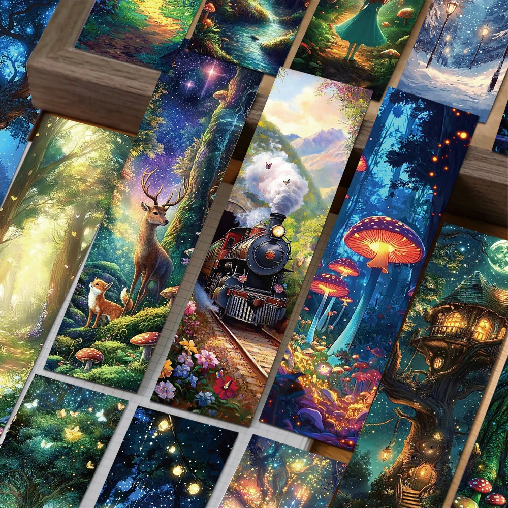 30pcs Mysterious Forest Bookmarks Reading Pages Books Tagged Students Stationary Supplies DIY Aesthetic Bookmark Creative Gifts