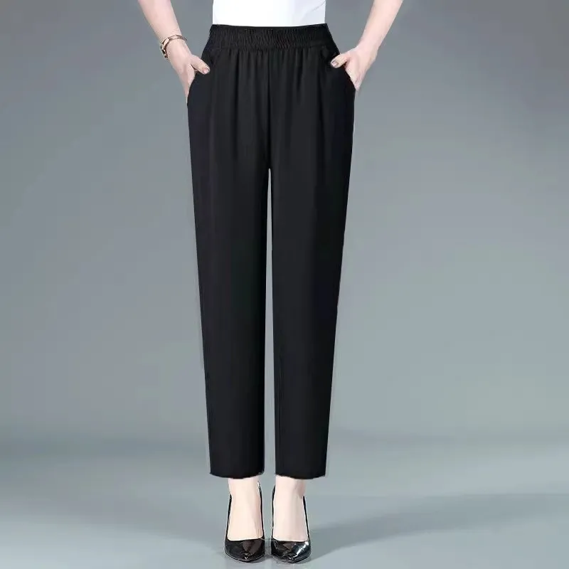 Ice silk crepe harem pants - black