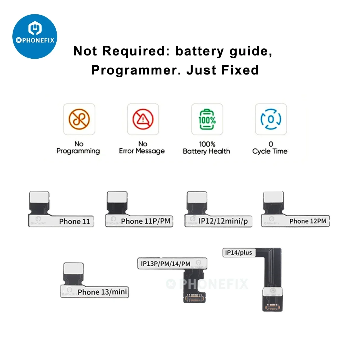 

Запрограммированный гибкий кабель PHONEFIX для ремонта аккумулятора iPhone 11 12 13 14 Pro Max, калибровка данных о состоянии здоровья, без программирования