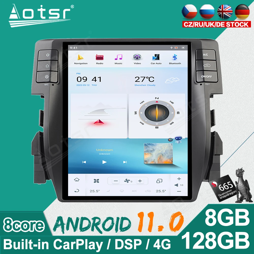 

2 din Android 11.0 Qualcomm Snapdragon 665 Car Radio For Honda Civic 2016 - 2019 GPS Navigation DVD Multimedia Player Head Unit