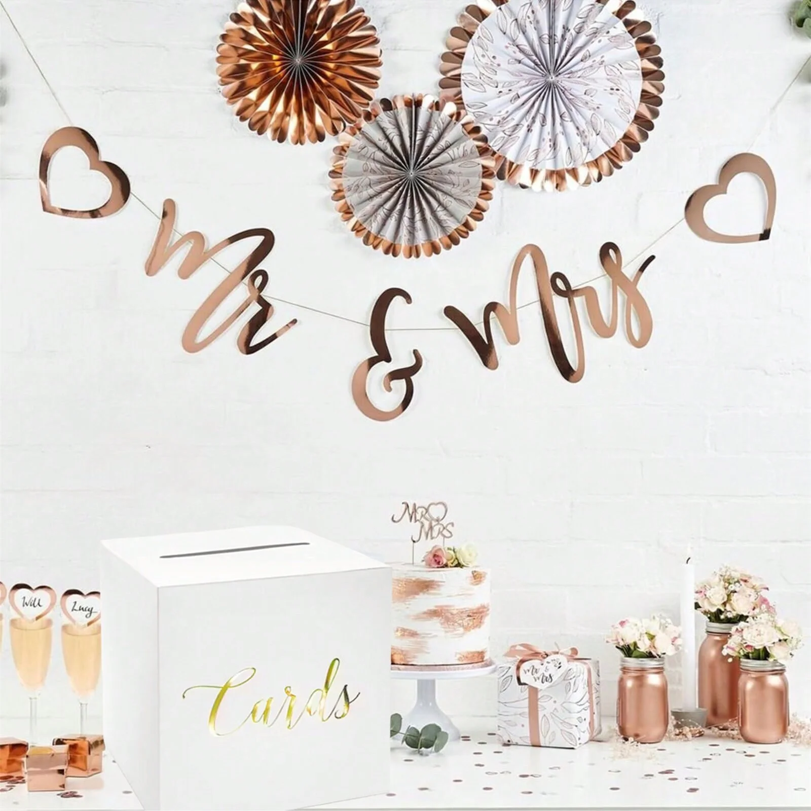 1PC Card Box Gold Foil Design 10 greeting cards Favors Money Box for Wedding Reception Baby Showers Birthday Party gift bags greeting cards