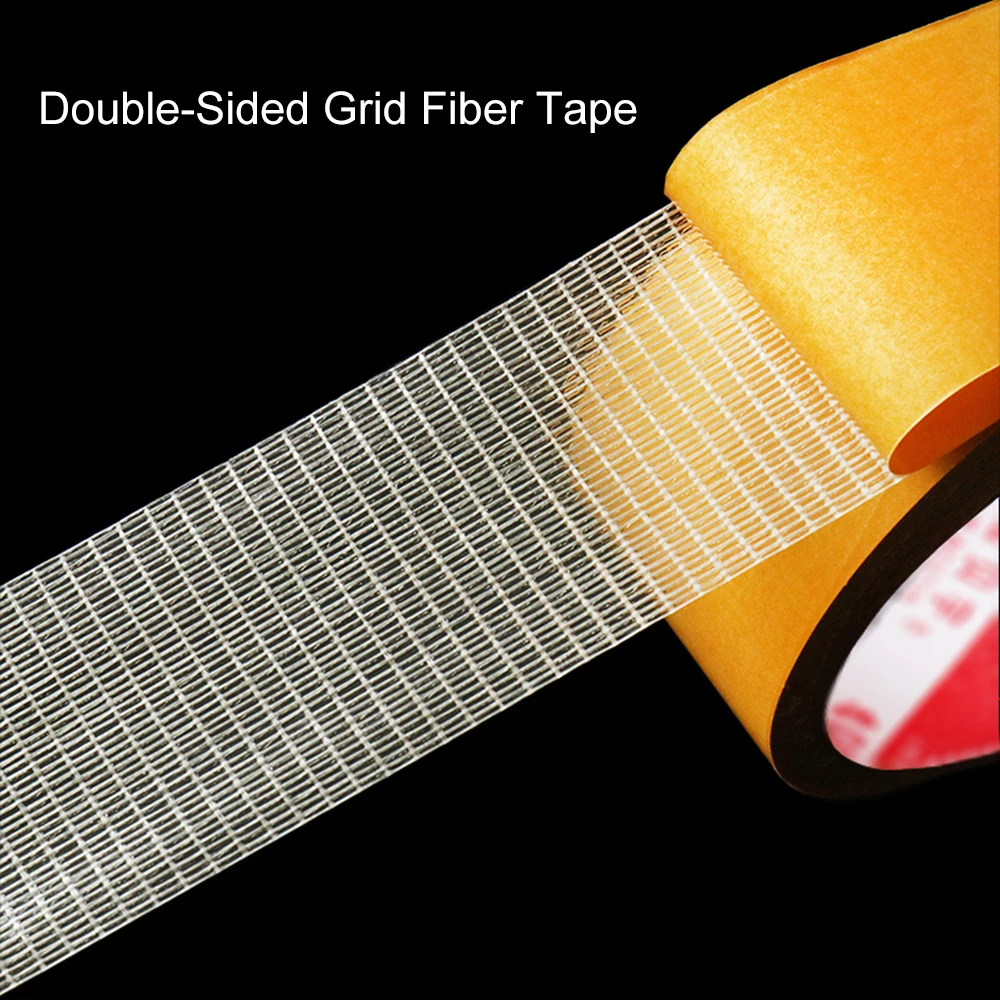 1roll Doublesided Grid Fiber Adhesive Tape High Viscosity Mesh